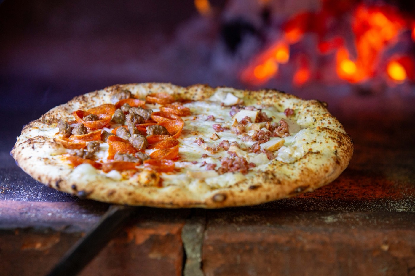 Wood-fired pizza ready for pickup at the Southern Fired Foods restaurant in Grovetown
